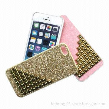 Phone Cover for iPhone 5S, Plus Rivets Glitter Stickers, Various Colors are Available